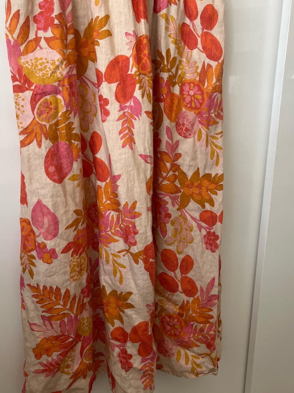 Sleeveless Linen Floral Maxi Dress in Pink & Orange - Picture 3 of 6
